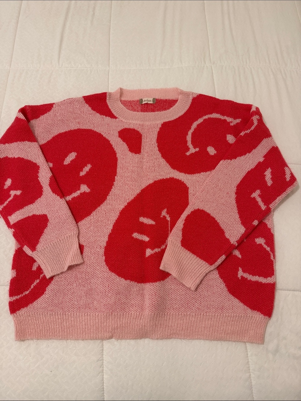 Altar'd State Pink Sweater with Smiley Pattern